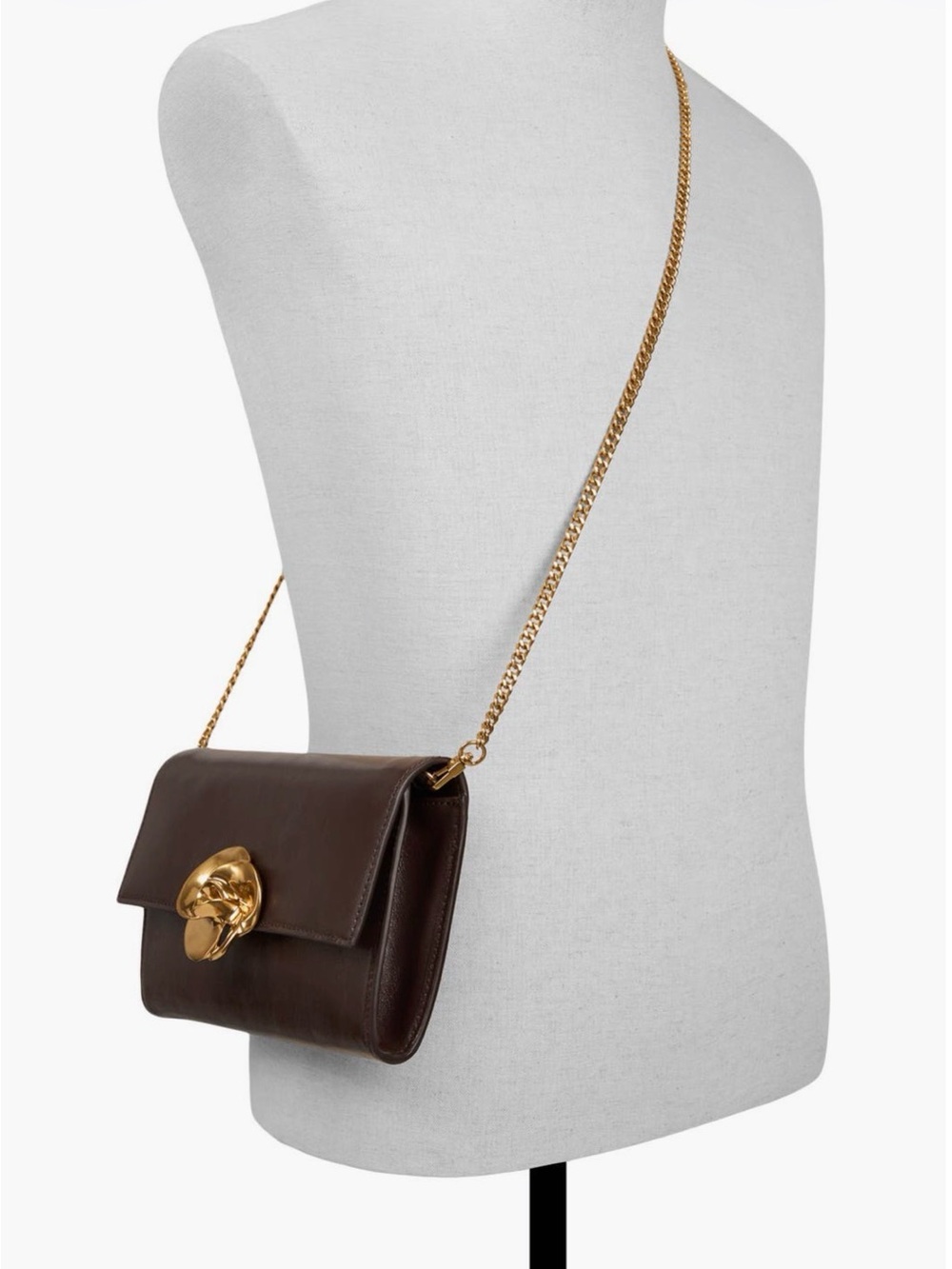 Ted Baker London Kira Rose Black Leather Crossbody Clutch Gold Floral Accent